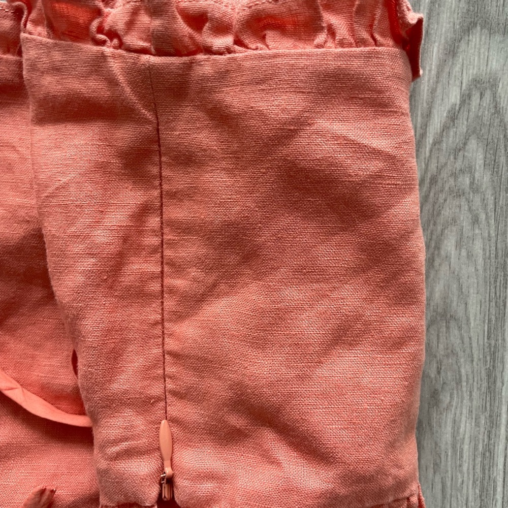 Wilfred Coral Lace-Up Linen Crop Top with Ruffle Trim - Picture 4 of 6